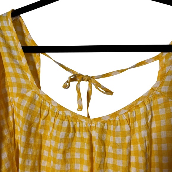 Old Navy Gingham Linen-Blend Tie-Back‎ Flutter-Sleeve Plus Sz 4x Picnic Casual - Picture 4 of 7